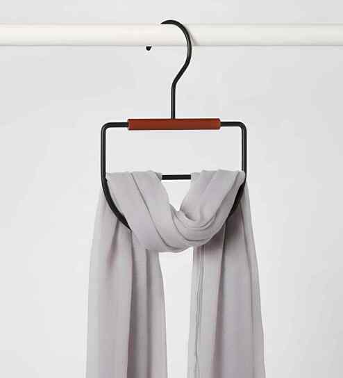 Coated Metal Tie and Scarf Hanger with Rotating Hook, Space-Saving Design