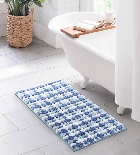 Cobalt Polyester 32X20 Inches Anti-Skid  Bath Mat