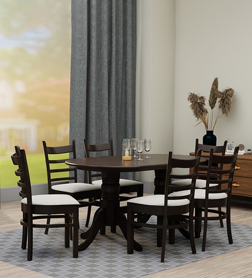 Coco Solid Wood 6 Seater Dining Set in Wenge Finish