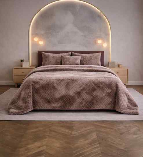 Cocoa Brown Tie & Die Microfiber Ultra Soft 300GSM Double Bed Quilt