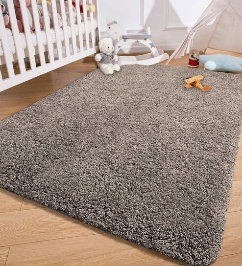 Cocoa Solidal Microfiber 3 x 5 Feet Machine Made Carpet