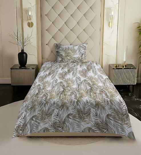 Coffee Leaf 200 TC Cotton Queen Size Double Bedsheet with 2 Pillow Covers-image-47