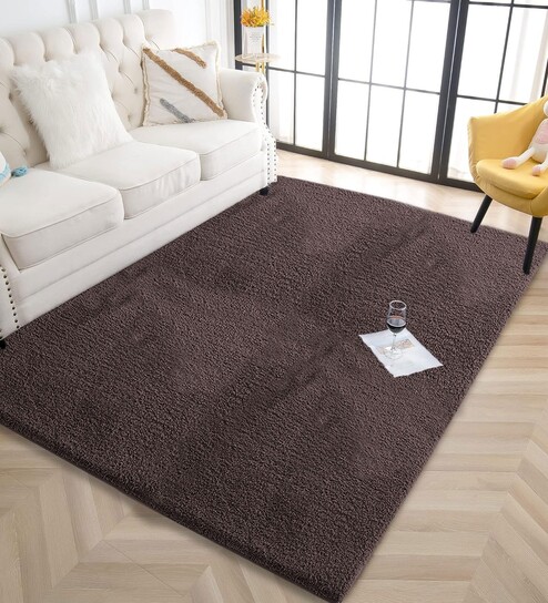 Coffee Solid Microfiber 3 X 5 Feet Tufted Carpet