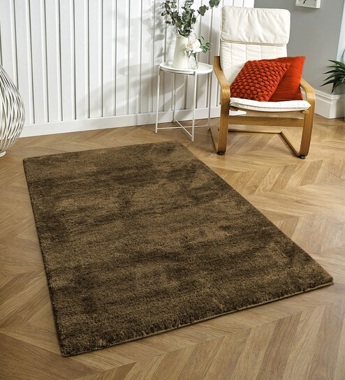 luxe home international Coffee Solid Microfiber 6 X 7 Feet Tufted Carpet-picture-12