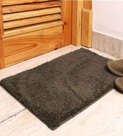 Coffee Solid Microfibre 17x12 Inches AntiSkid Door Mat