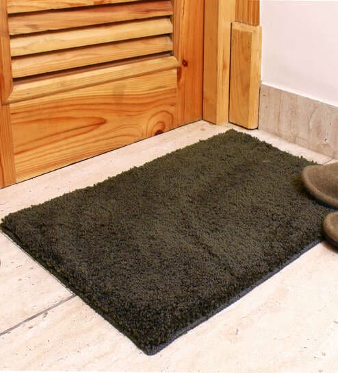Coffee Solid Microfibre 17x12 Inches AntiSkid Door Mat
