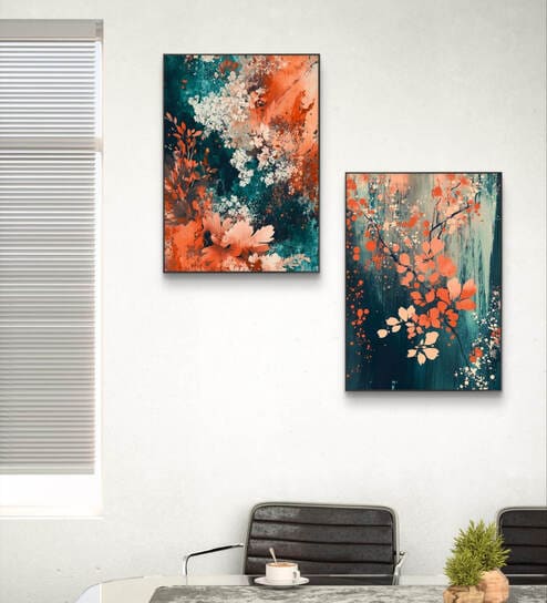 Colorful Contrasts Set of 2 Canvas Painting Gallery Wrap Canvas Painting