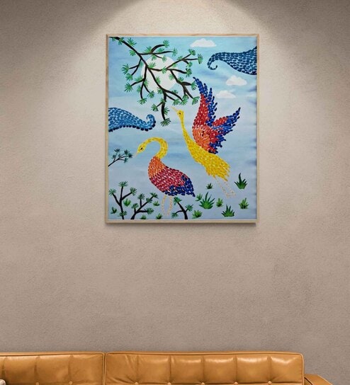 Colorful Swan Handmade Acrylic Paint On Canvas Unframed
