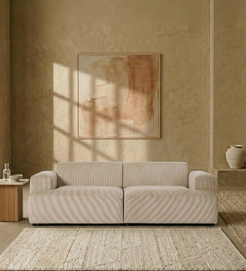 Comfort Haven Fabric 2 Seater Sofa In Beige Colour