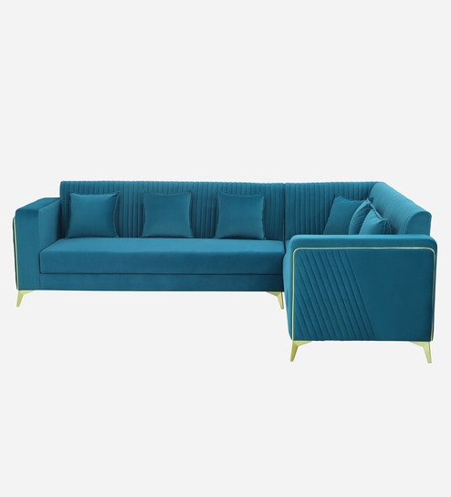 Comfy Couch LHS sectional 6 seater sofa In Till Green/Nonshadeble valvet Color