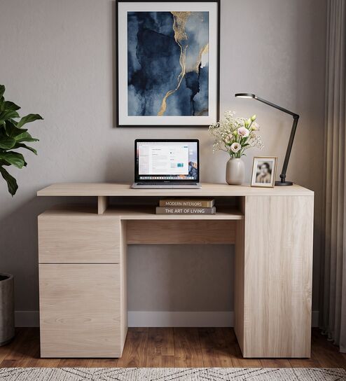 Comino Study Table With Beige Finish