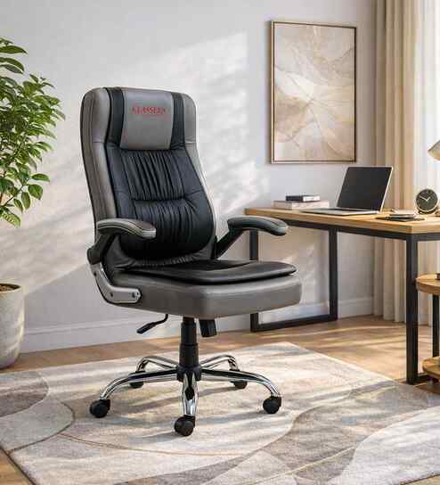 Commando  Leatherette HB Executive Chair In Black & Grey Colour
