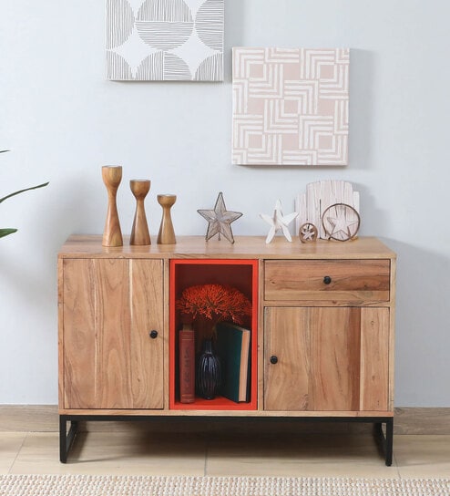 Commodore Acacia Wood Sideboard In Natural Finish With 1 Darwer