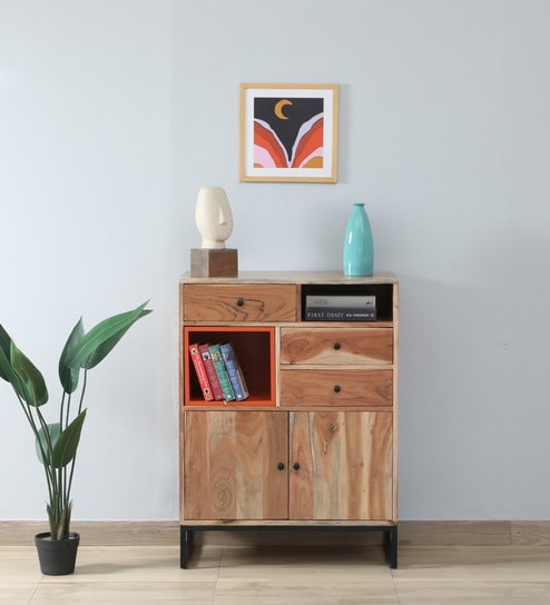 Commodore Acacia Wood Sideboard In Natural Finish With 3 Darwers