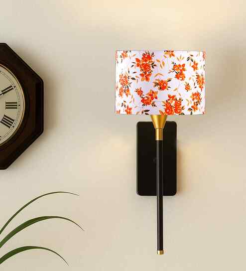 Compact Drum Shade Wall Lamp (7 Inch)   Metal Wall Support Included-Multicolored