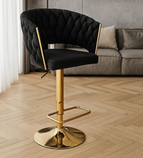 Lunar Rotatable Bar Stool In Black Color