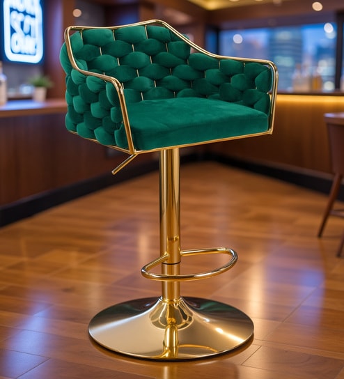 Solstice Rotatable Bar Stool In Green Color