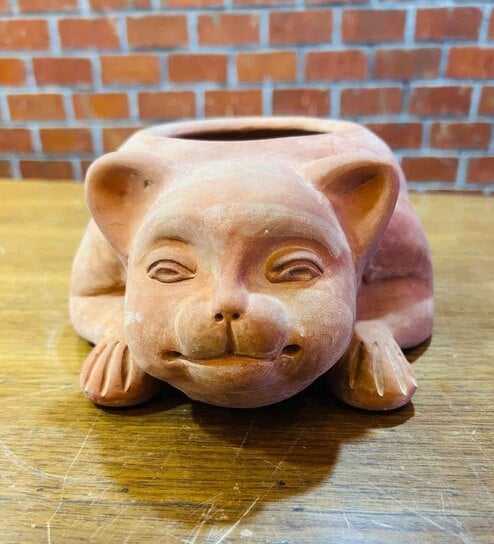 Brown Companion Kitty Clay Planter