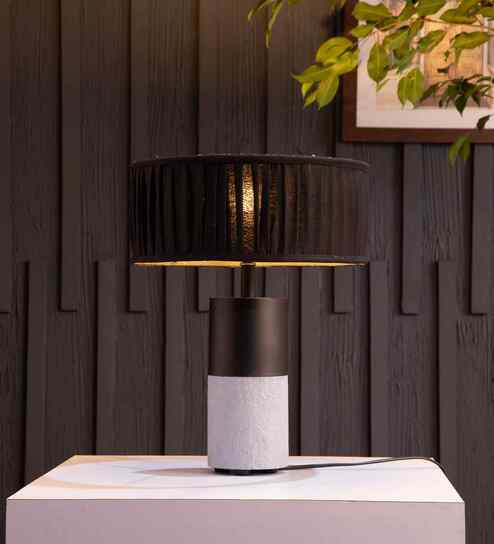 Concrete Drum Black Table Lamp By Shoppeefry