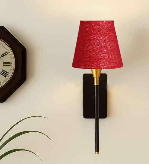 Conical Shade Decorative Wall Lamp   Strong Metal Mount & Soft Glow-(Maroon Jute)
