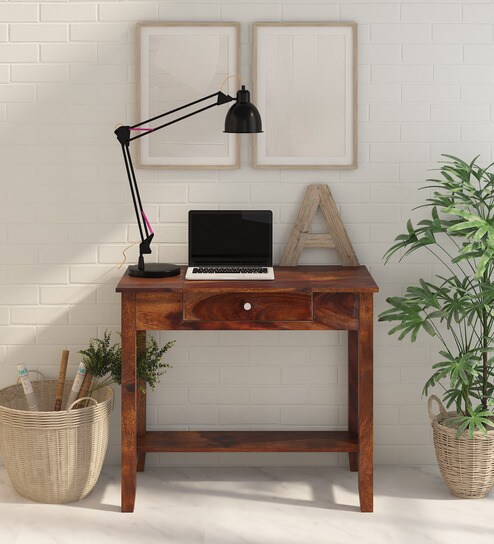 Connell Sheesham Wood Writing Table In Scratch Resistant Provincial Teak Finish