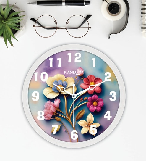 Peony White Plastic Wall Clock