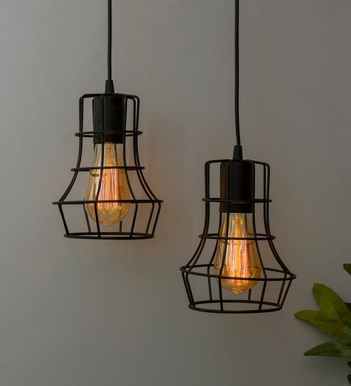 Contemporary Black Metal Hanging Light