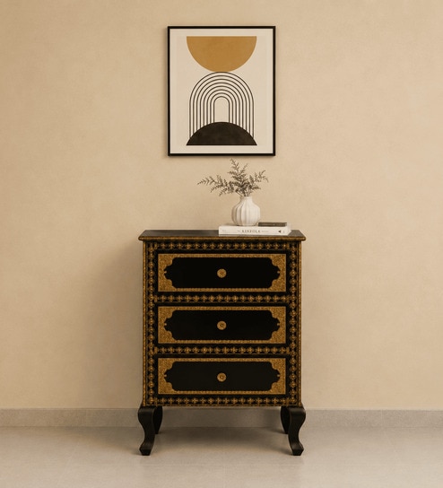 Contemporary Handpainted Wooden Cabinet for Home And Office In Multicolour