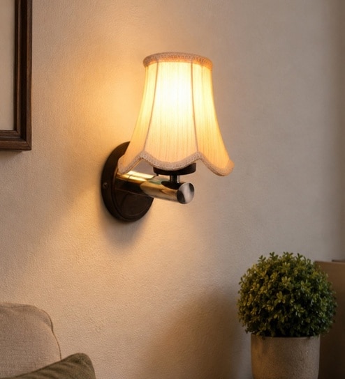 new era Contemporary Metal Wall Sconce with Off-White Cotton Shade for Home Lighting-picture-12