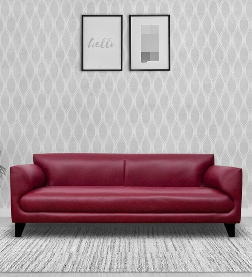 Convi Leatherette 3 Seater Sofa in Blood Maroon Colour