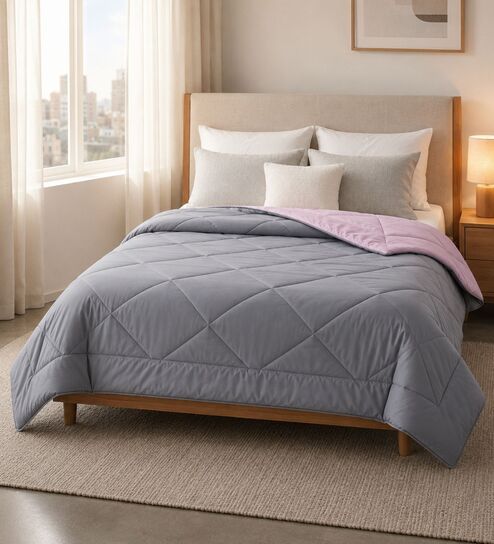 Grey & Pink 200 GSM Reversible Comforter