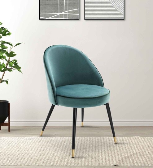 Cooper Fabric Dining Chair in Turkis Blue Colour