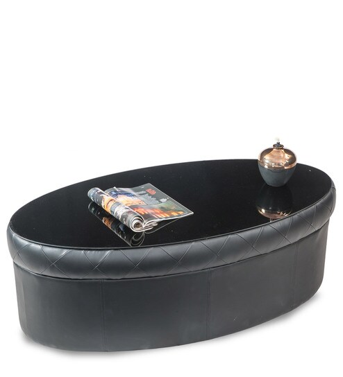 Buy Cooper Oval Shaped Center Table In Black Colour By Durian