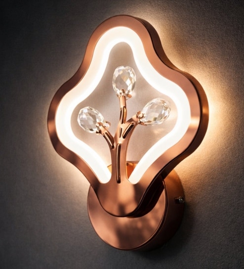 Copper Finish Novelty Wall Light Flower Design Set of 1
