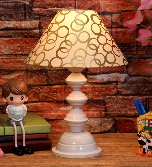 Copper & Gold Shade Table Lamp With Metal Base By Foziq