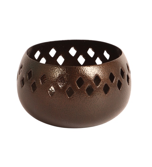 Copper Textured Etching Tealight Holder