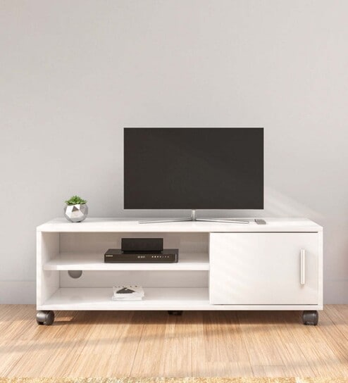 Cora TV Console In Frosty White Finish
