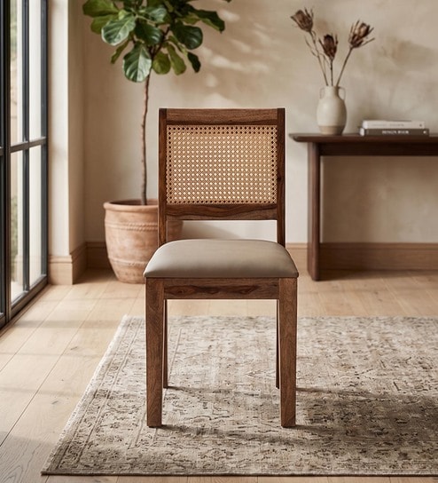 Coral Cane Dining Chair In Sheesham Wood Finish