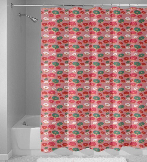 Buy Coral Green Donut Print Nylon Shower Curtain Length 84