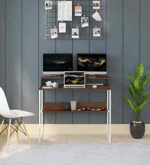 Corbyn Plus Writing Table In Brown Maple Finish