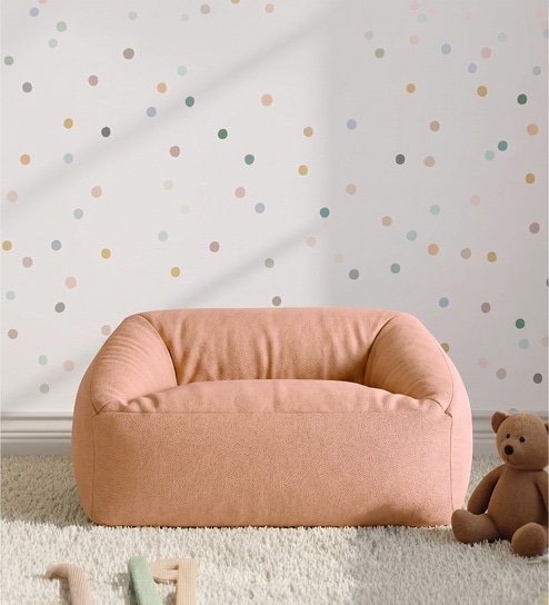 Corduroy Velvet Kids Sofa In Blush Pink Colour
