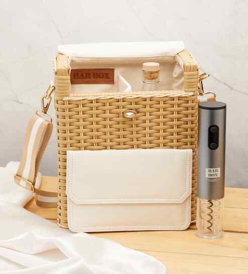 Corsica Insulated Wine Basket with Wine Accessories | Picnic Basket | Corkscrew Opener | Bar Sets