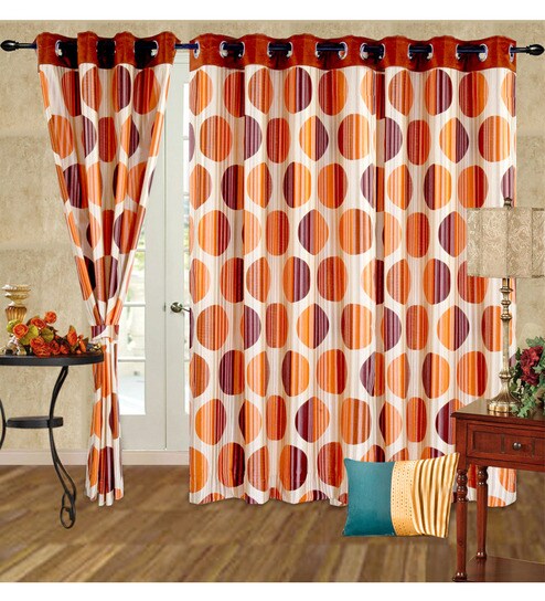 Buy Cortina Punto Orange Polyester Geometric 47x59 Inch Eyelet