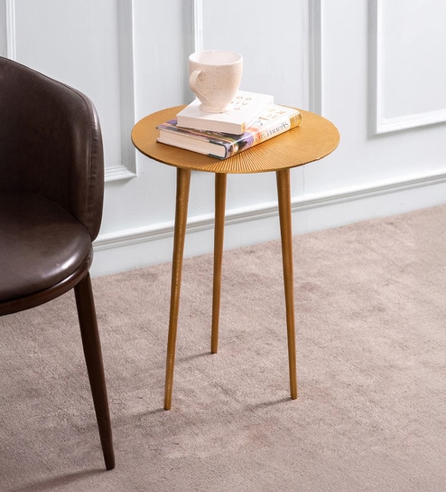 Cosmo Aluminium Rays End Table in Gold Finish Set of 2