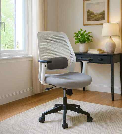 Cosmos Breathable Mesh Ergonomic Chair In White Colour
