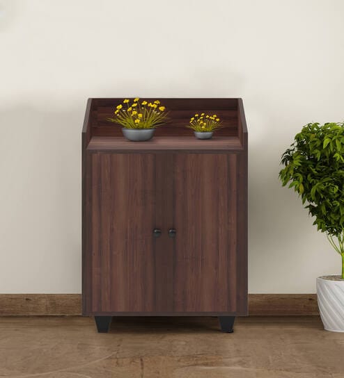 Rowan 2 Door Shoe Cabinet In Brown Finish