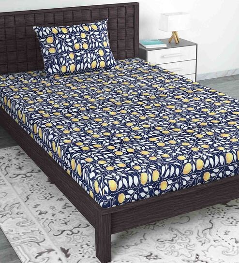 Multicolor Floral 144 TC Cotton Blend Single Bed Sized Bed Sheets With 1 Pillow Cover