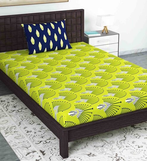 Multicolor Floral 144 TC Cotton Blend Single Bed Sized Bed Sheets With 1 Pillow Cover