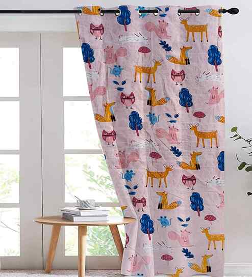 Multicolor Cotton Animal Printed 7ft Door Curtain (1 Pc)