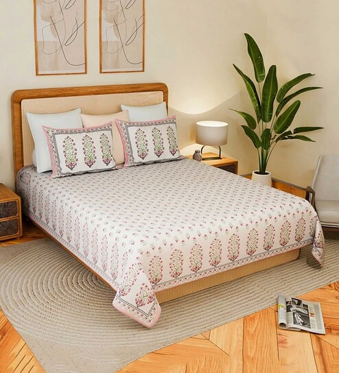 Cotton Double Bed Sheet Set for Queen Size Bed with Smooth Finish-image-0